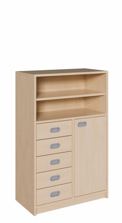 K Kombinationsschrank 120 cm, 1 Tür re./li./5 Schübe, 2 Breiten